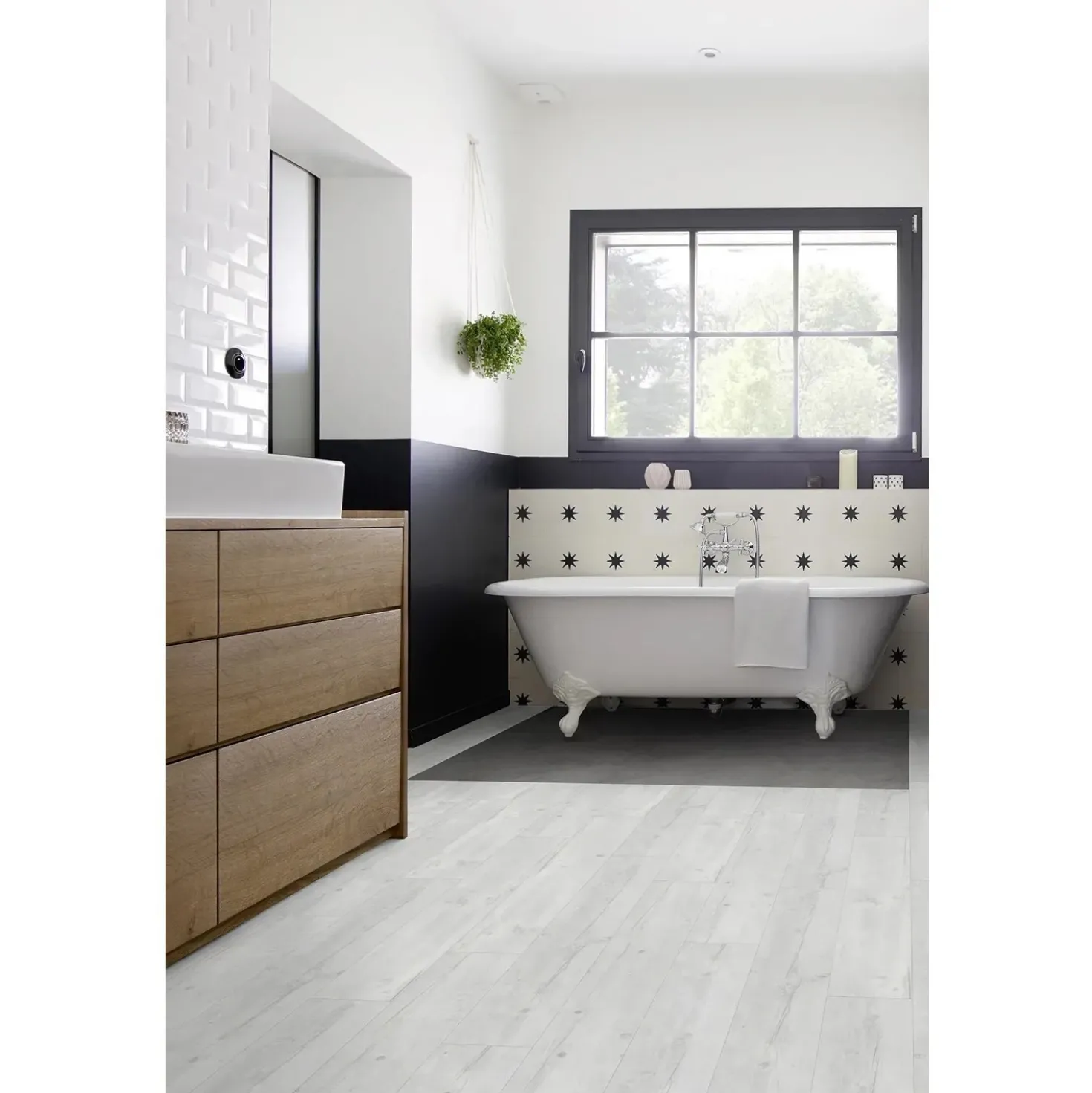 Pavimento vinilico Senso Easy Premium adesivo Hella White sp 4 mm 121,9x18,4 cm