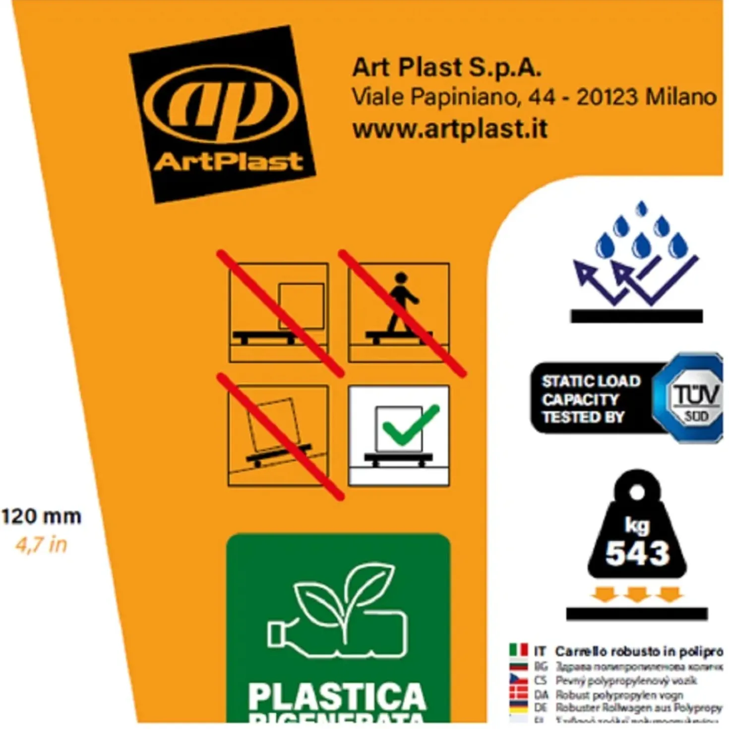 Pedana con ruote 58x38x12 cm fino a 543 kg nero