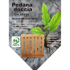 Pedana doccia in Pino Cembro certificato PEFC 50x50 cm
