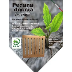 Pedana doccia in Pino Cembro certificato PEFC 57x57 cm