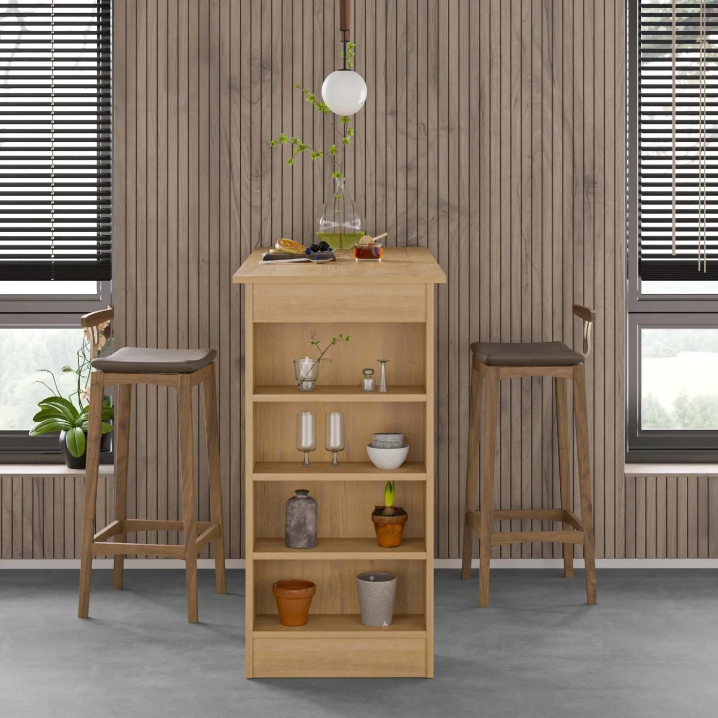 Penisola Swallow con piano e struttura rovere 117x54x102 cm