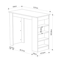 Penisola Swallow con piano e struttura bianco 117x54x102 cm