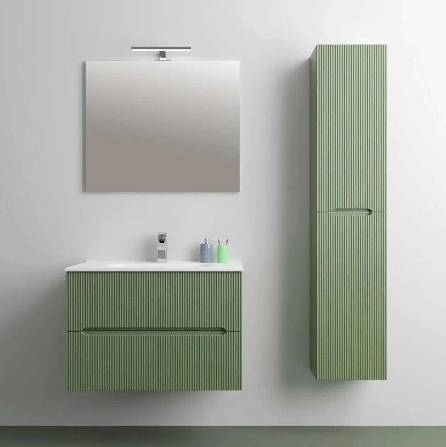 Pensile bagno con 1 anta Zeus 81x34 cm apertura destra verde reseda opaco