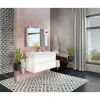 Pensile bagno Cube rovere bianca con lavabo e specchio 100 cm