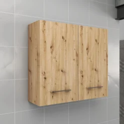 Pensile bagno sospeso con 2 ante 60 cm effetto legn rovere nodato