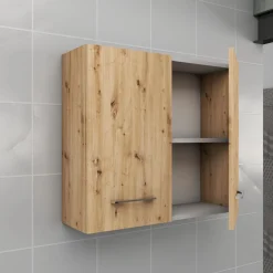 Pensile bagno sospeso con 2 ante 60 cm effetto legn rovere nodato