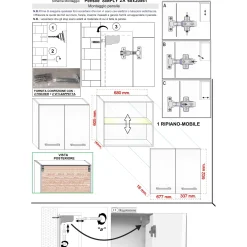 Pensile bagno sospeso con 2 ante 60 cm effetto legn rovere nodato