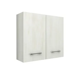 Pensile bagno sospeso con 2 ante 60 cm effetto legno bianco