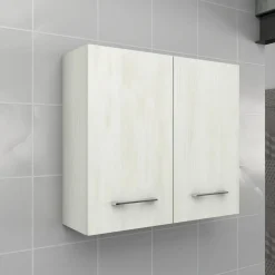 Pensile bagno sospeso con 2 ante 60 cm effetto legno bianco