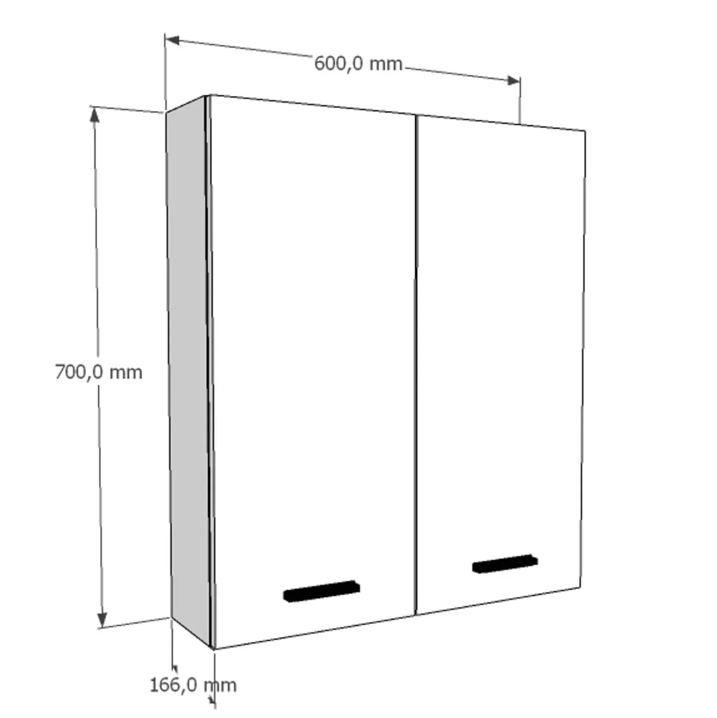 Pensile bagno sospeso con 2 ante 60x70 cm bianco lucido