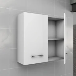 Pensile bagno sospeso con 2 ante 60 cm bianco lucido