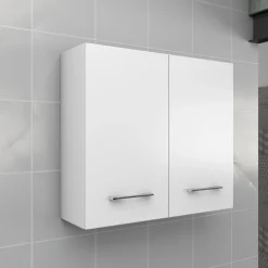 Pensile bagno sospeso con 2 ante 60 cm bianco lucido
