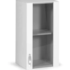 Pensile cucina 1 anta vetro 40 cm bianco frassinato