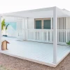 Pergola addossata in alluminio Myara 394x296xH250 cm bianco