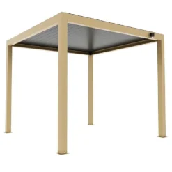 Pergola bioclimatica Atena in alluminio palo 12 4x4xH,25 m effetto legno
