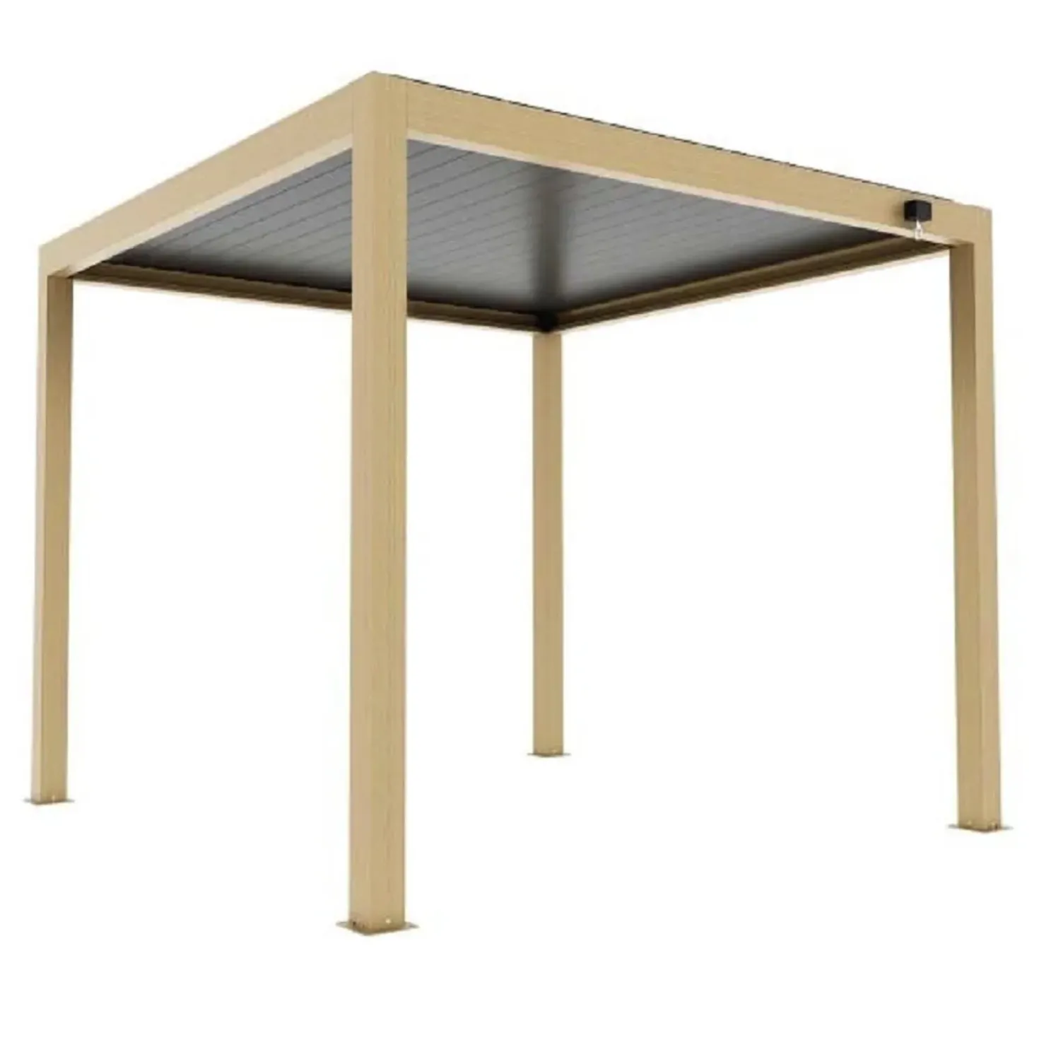 Pergola bioclimatica Atena in alluminio palo 12 4x4xH,25 m effetto legno