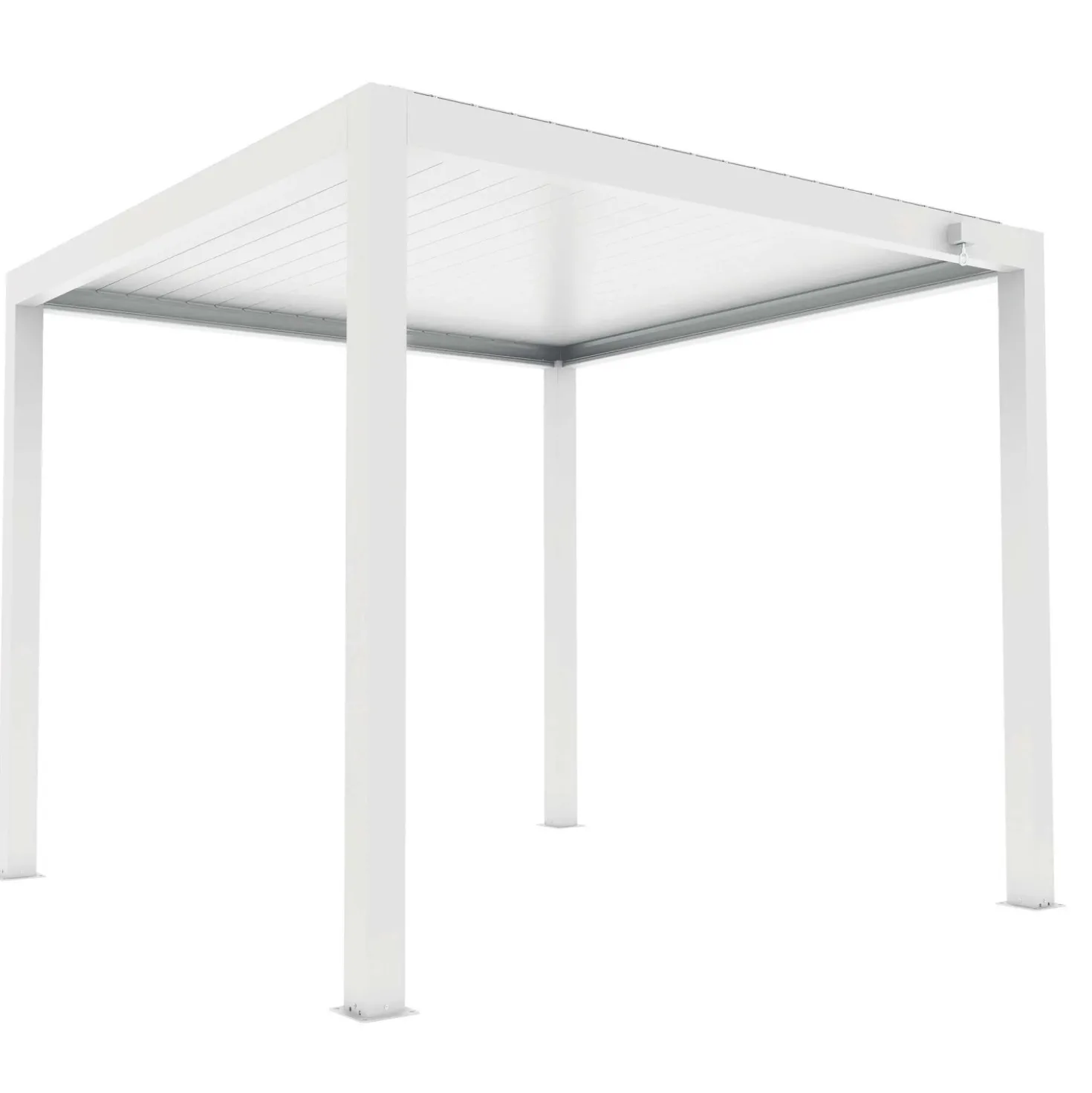 Pergola bioclimatica Atena in alluminio palo 12 4x4xH2,5 m bianco