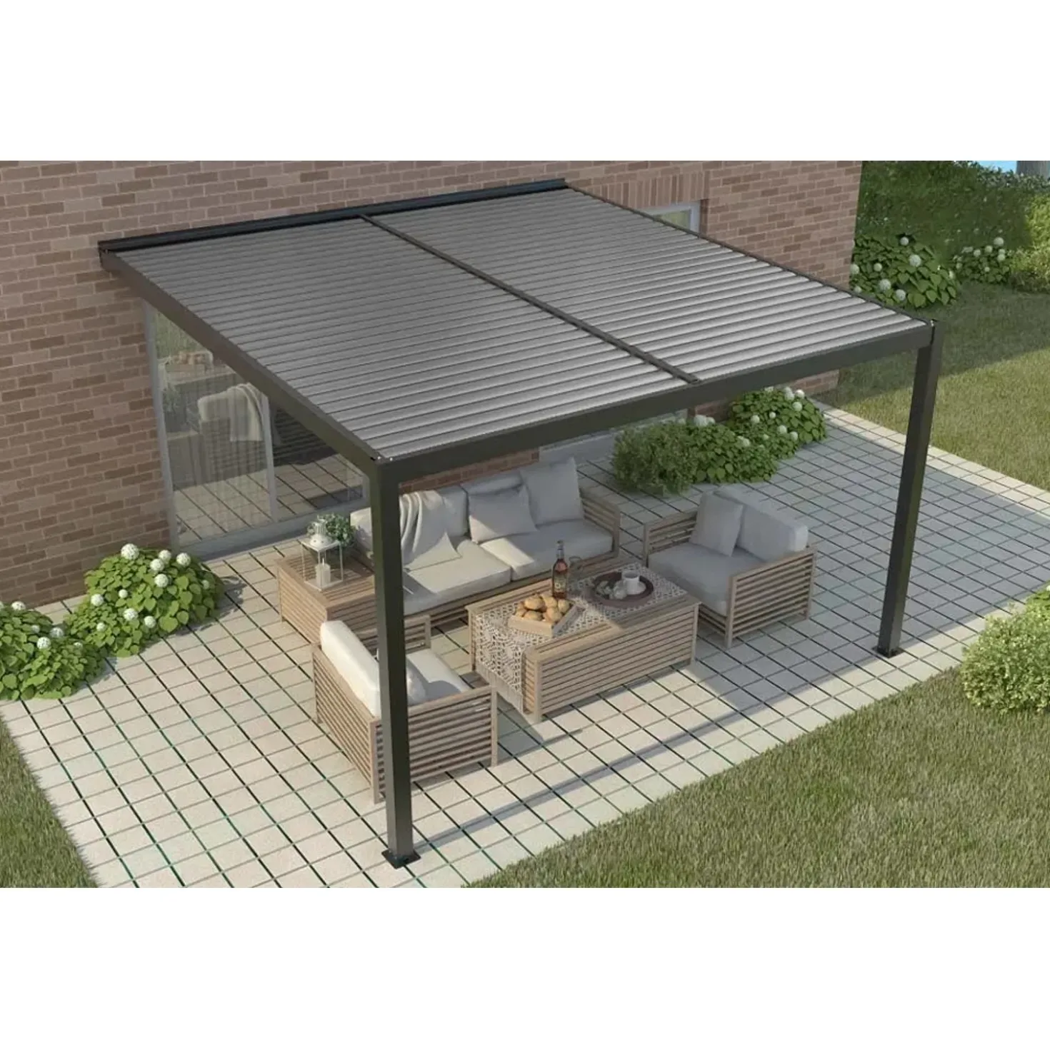 Pergola bioclimatica Calicantus Wall antracite 400x300x230 cm