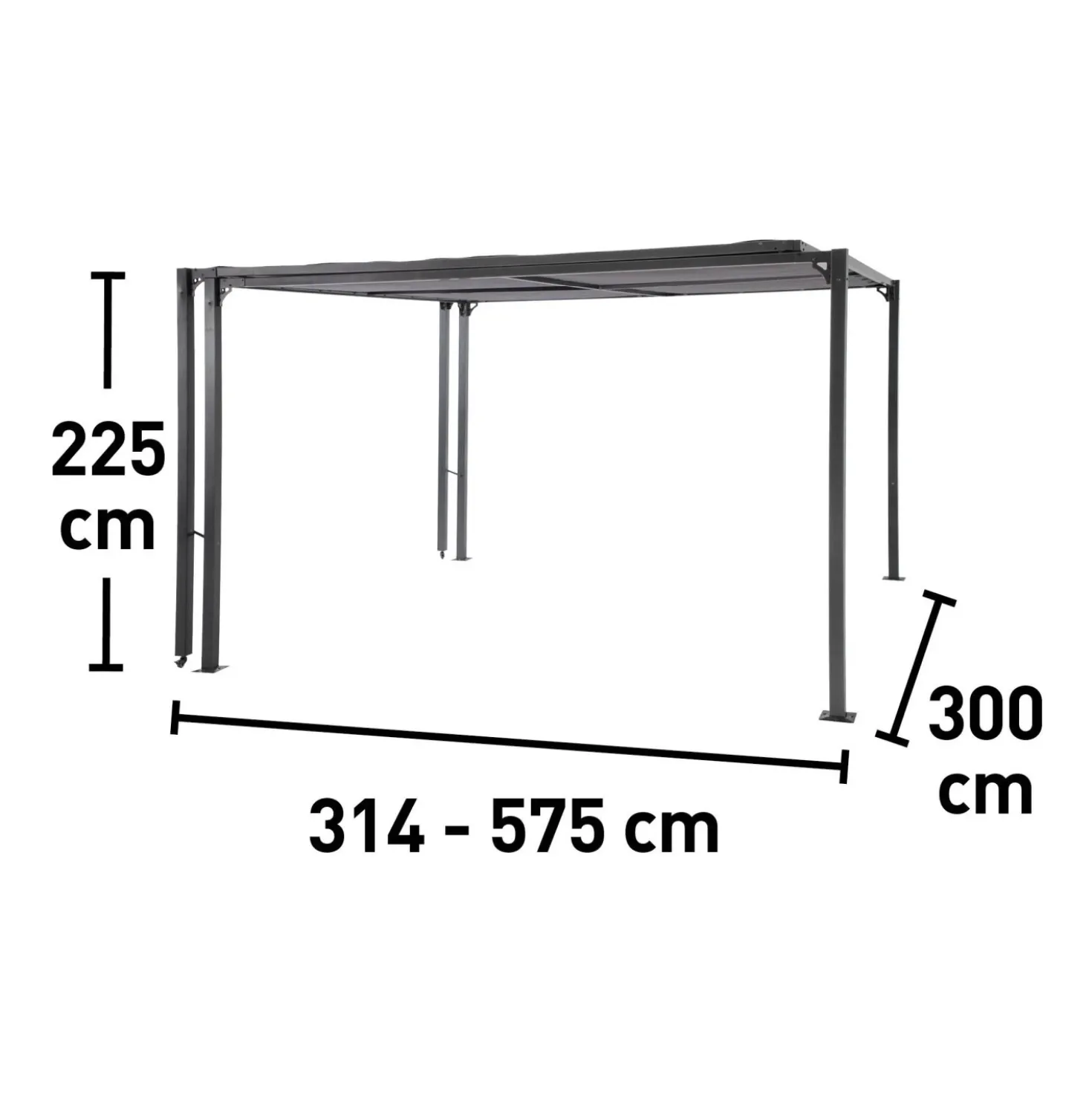 Pergola in acciaio e poliestere Noorvik 314-575x300x225 cm