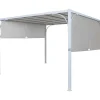 Pergola in acciaio Tilcara con tetto scorrevole L298xP298xH210 cm beige