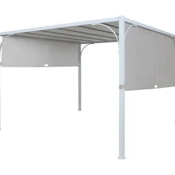 Pergola in acciaio Tilcara con tetto scorrevole L298xP298xH210 cm beige