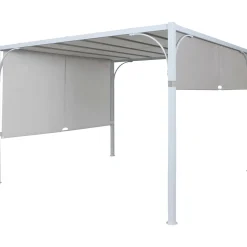 Pergola in acciaio Tilcara con tetto scorrevole L298xP298xH210 cm beige