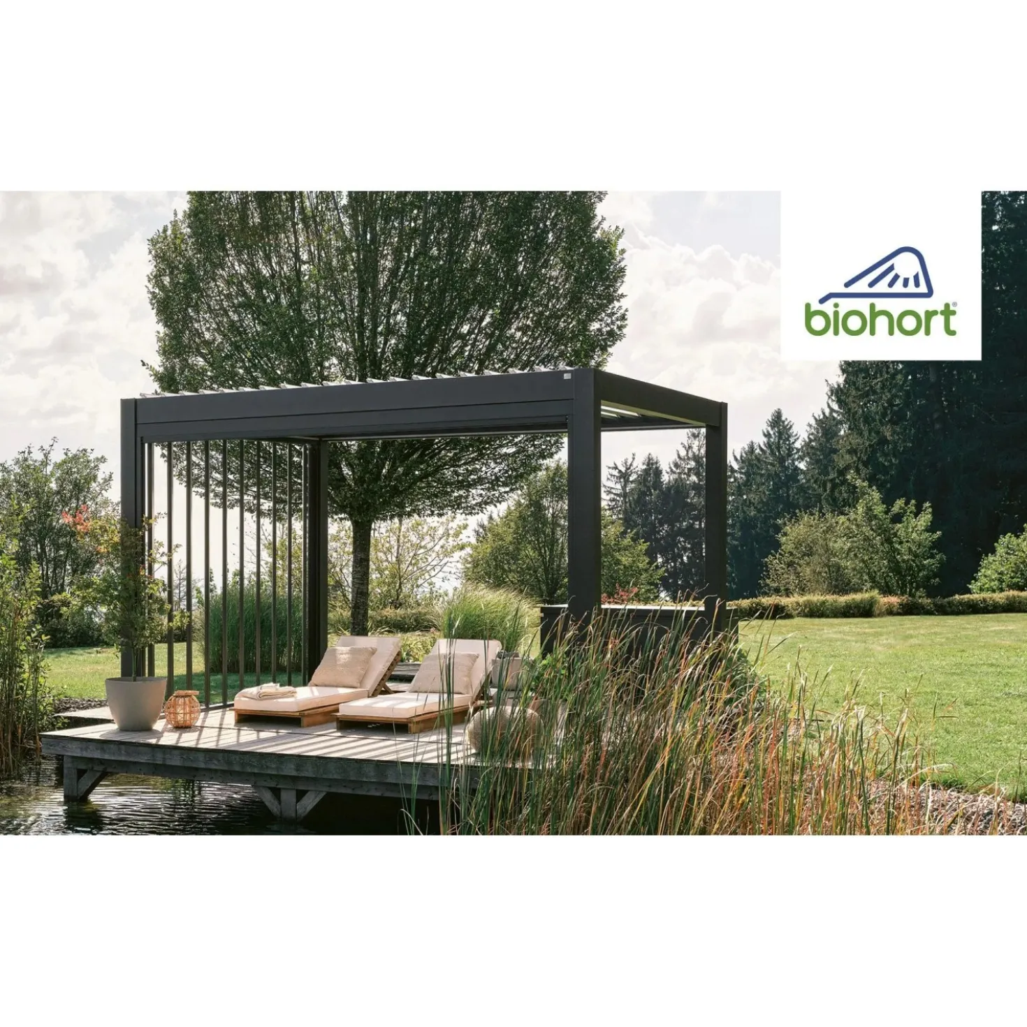 Pergola in metallo Biohort grigio quarzo/bianco 608x312x264 cm