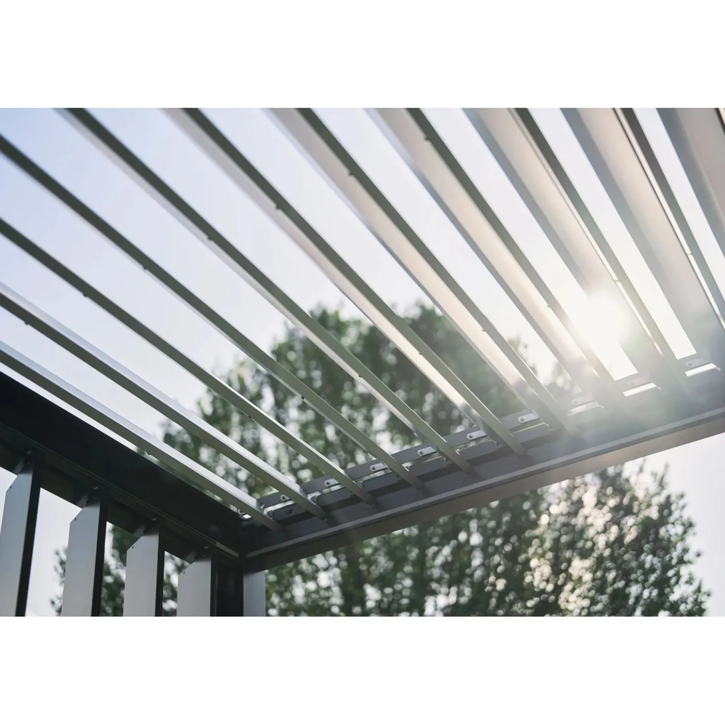 Pergola in metallo Biohort grigio quarzo/bianco 608x312x264 cm
