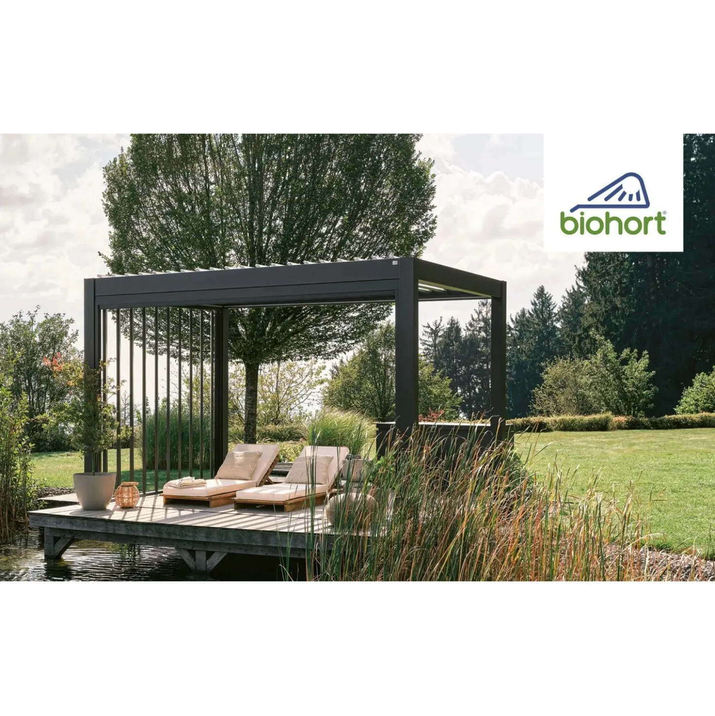 Pergola in metallo Biohort grigio quarzo/bianco 404,5x312x264 cm