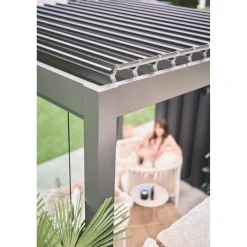 Pergola in metallo Biohort grigio scuro/bianco 404,5x367,5x264 cm