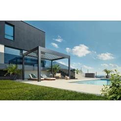 Pergola in metallo Biohort grigio scuro/bianco 404,5x367,5x264 cm