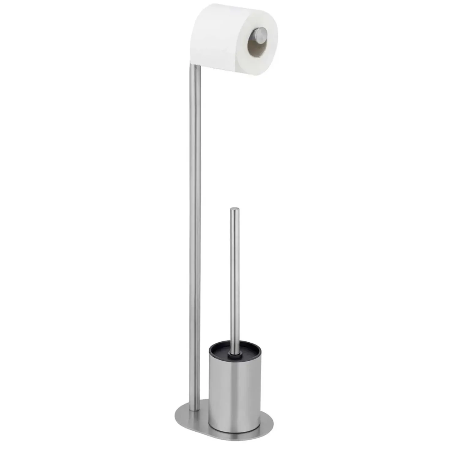 Piantana portarotolo e portascopino bagno Levante inox opaco