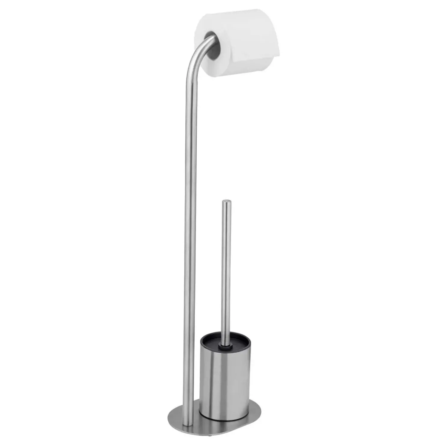 Piantana portarotolo e portascopino bagno Levante inox opaco