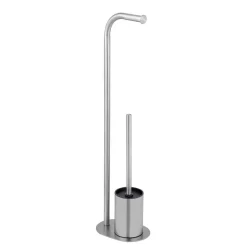 Piantana portarotolo e portascopino bagno Levante inox opaco