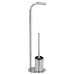 Piantana portarotolo e portascopino bagno Levante inox opaco