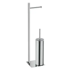 Piantana portarotolo e portascopino bagno Trilly H 63 cm cromato