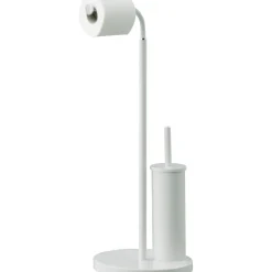 Piantana portarotolo e portascopino bagno Winny H 67 cm bianco
