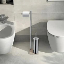 Piantana portarotolo e portascopino bagno Trilly H 64,4 cm beige