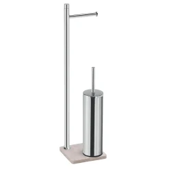 Piantana portarotolo e portascopino bagno Trilly H 64,4 cm beige