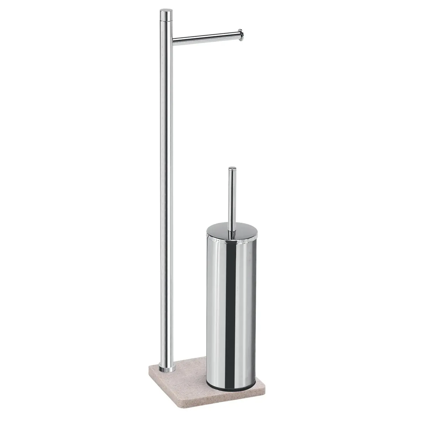 Piantana portarotolo e portascopino bagno Trilly H 64,4 cm beige