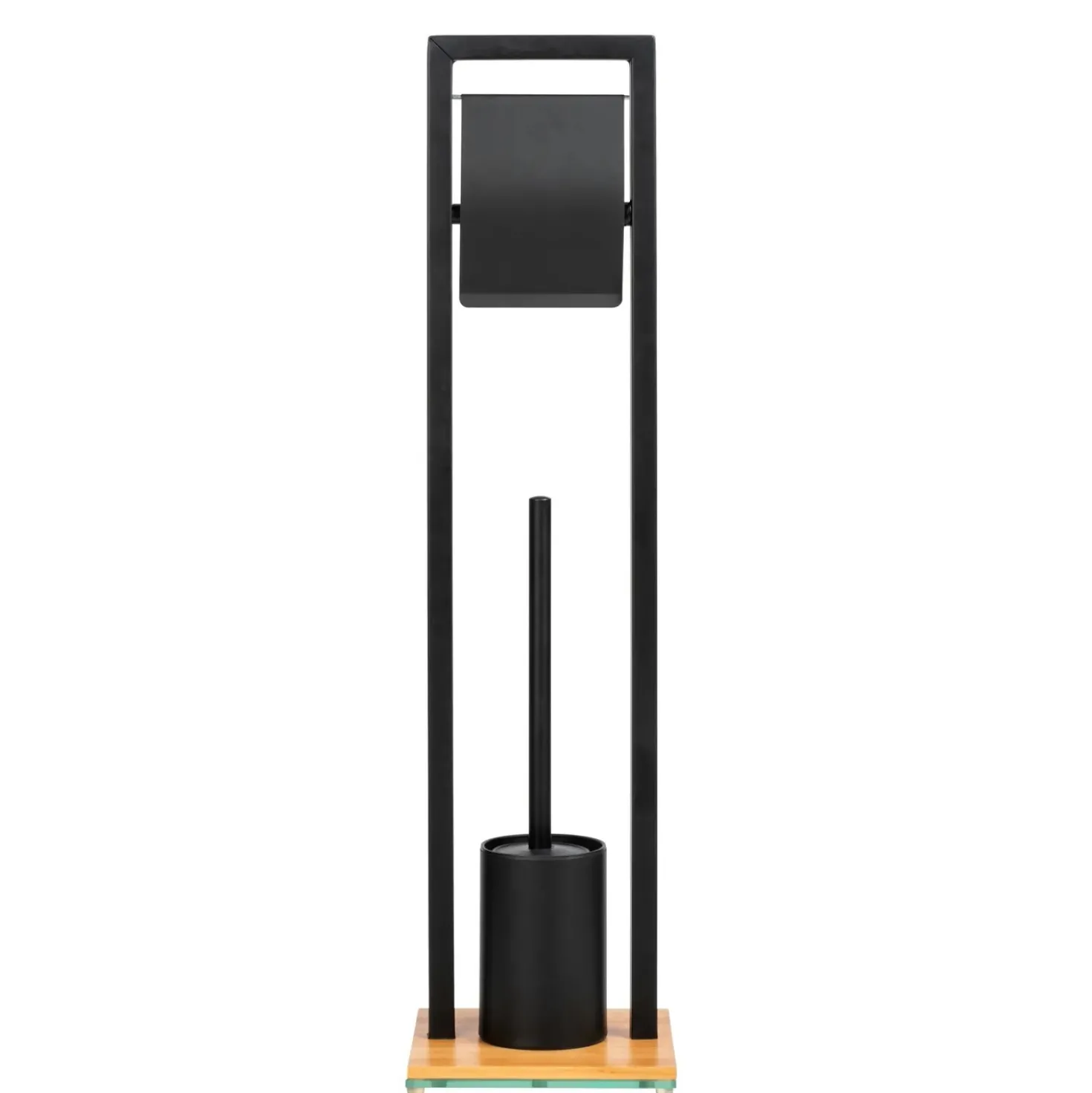Piantana portarotolo e portascopino bagno Bambusa H 72,5 cm nero