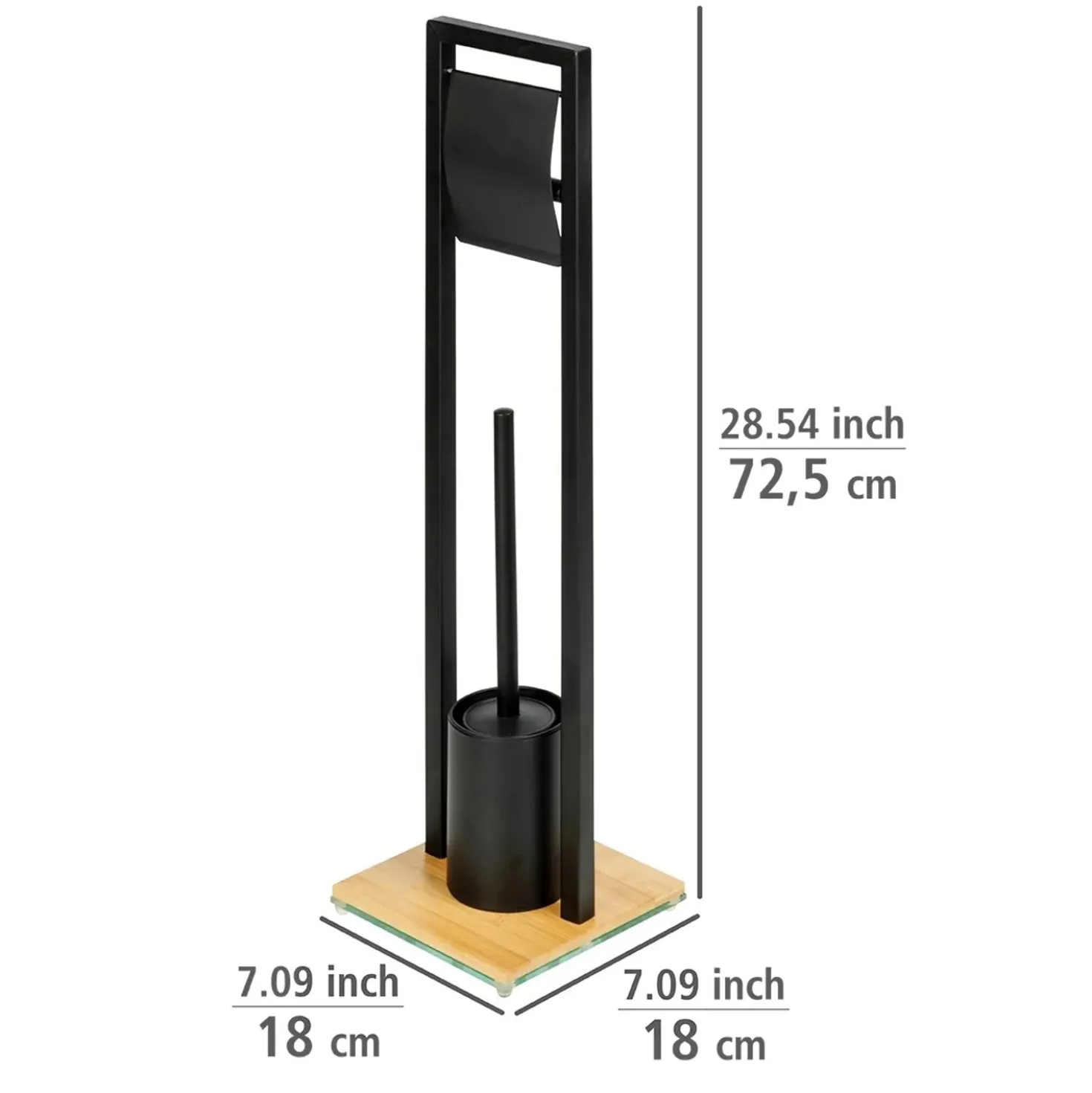 Piantana portarotolo e portascopino bagno Bambusa H 72,5 cm nero