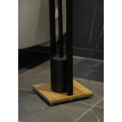 Piantana portarotolo e portascopino bagno Bambusa H 72,5 cm nero