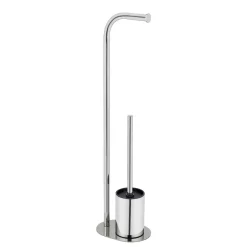 Piantana portarotolo e portascopino bagno Levante inox lucido