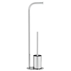 Piantana portarotolo e portascopino bagno Levante inox lucido