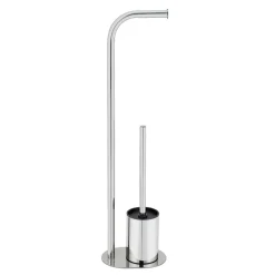 Piantana portarotolo e portascopino bagno Levante inox lucido
