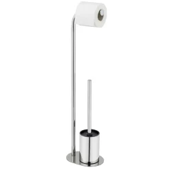 Piantana portarotolo e portascopino bagno Levante inox lucido