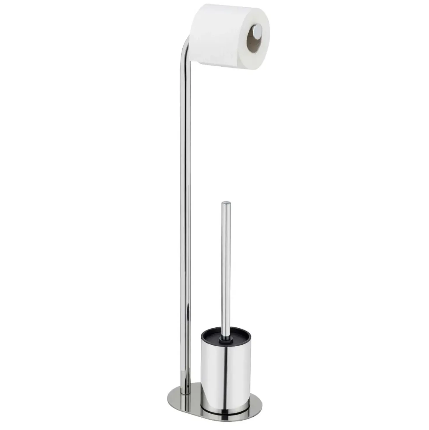 Piantana portarotolo e portascopino bagno Levante inox lucido