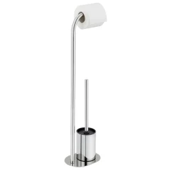 Piantana portarotolo e portascopino bagno Levante inox lucido