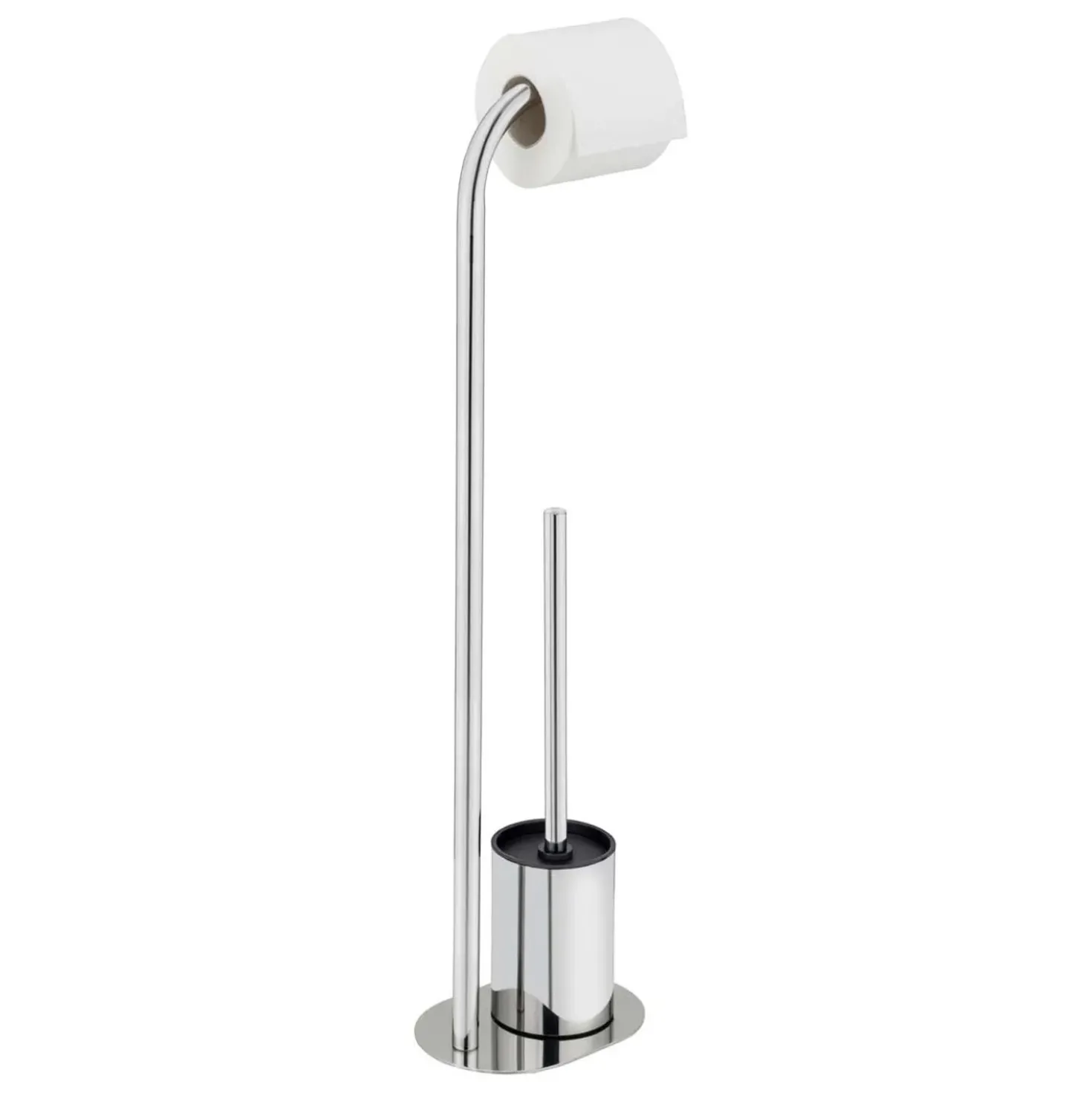 Piantana portarotolo e portascopino bagno Levante inox lucido